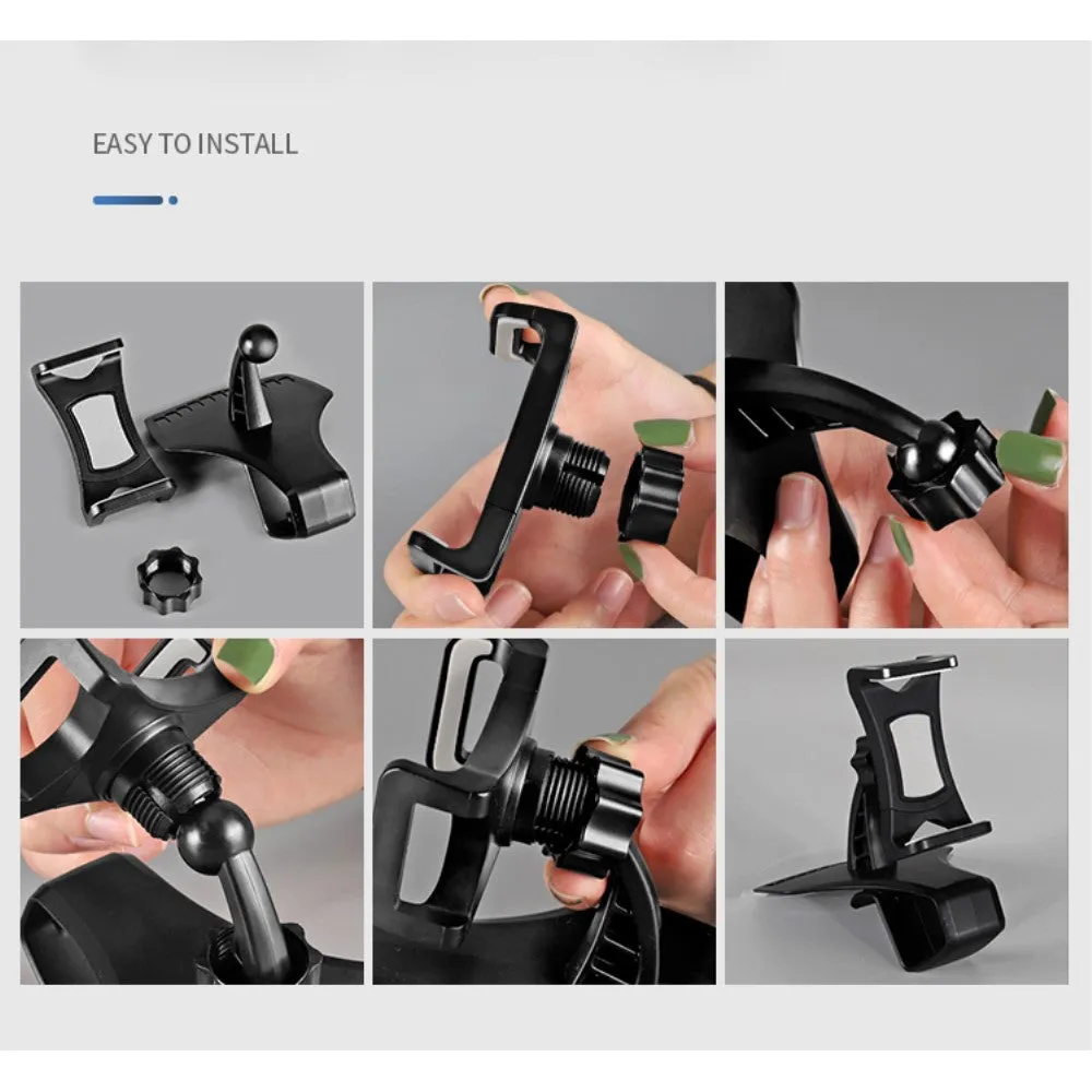 3 in 1 Car GPS Smartphone Holder: Dashboard / Visor Clamp   AC Grid Clip for Sharp 550SH - Black