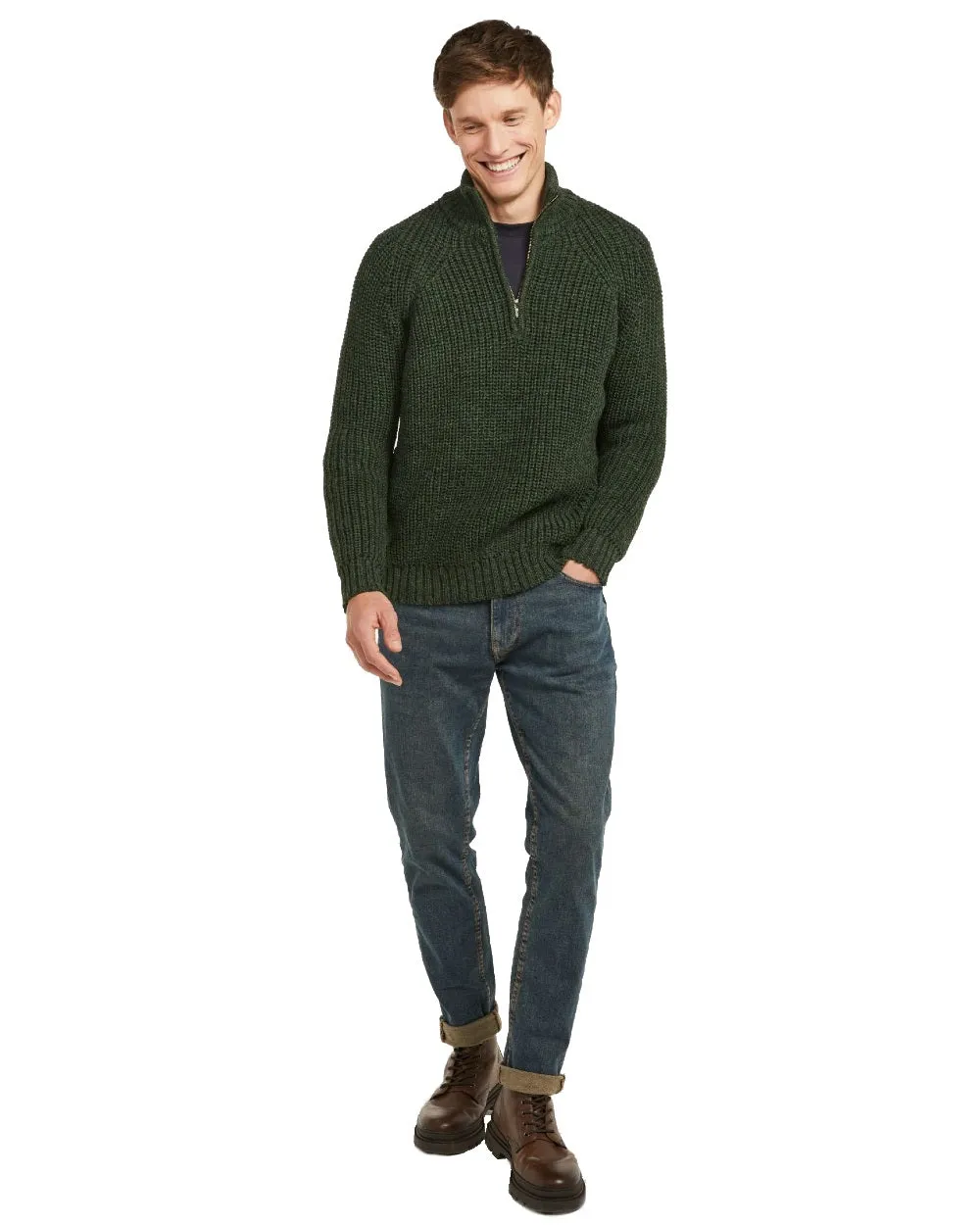 Aran Mens Fisherman Raglan Zip Sweater