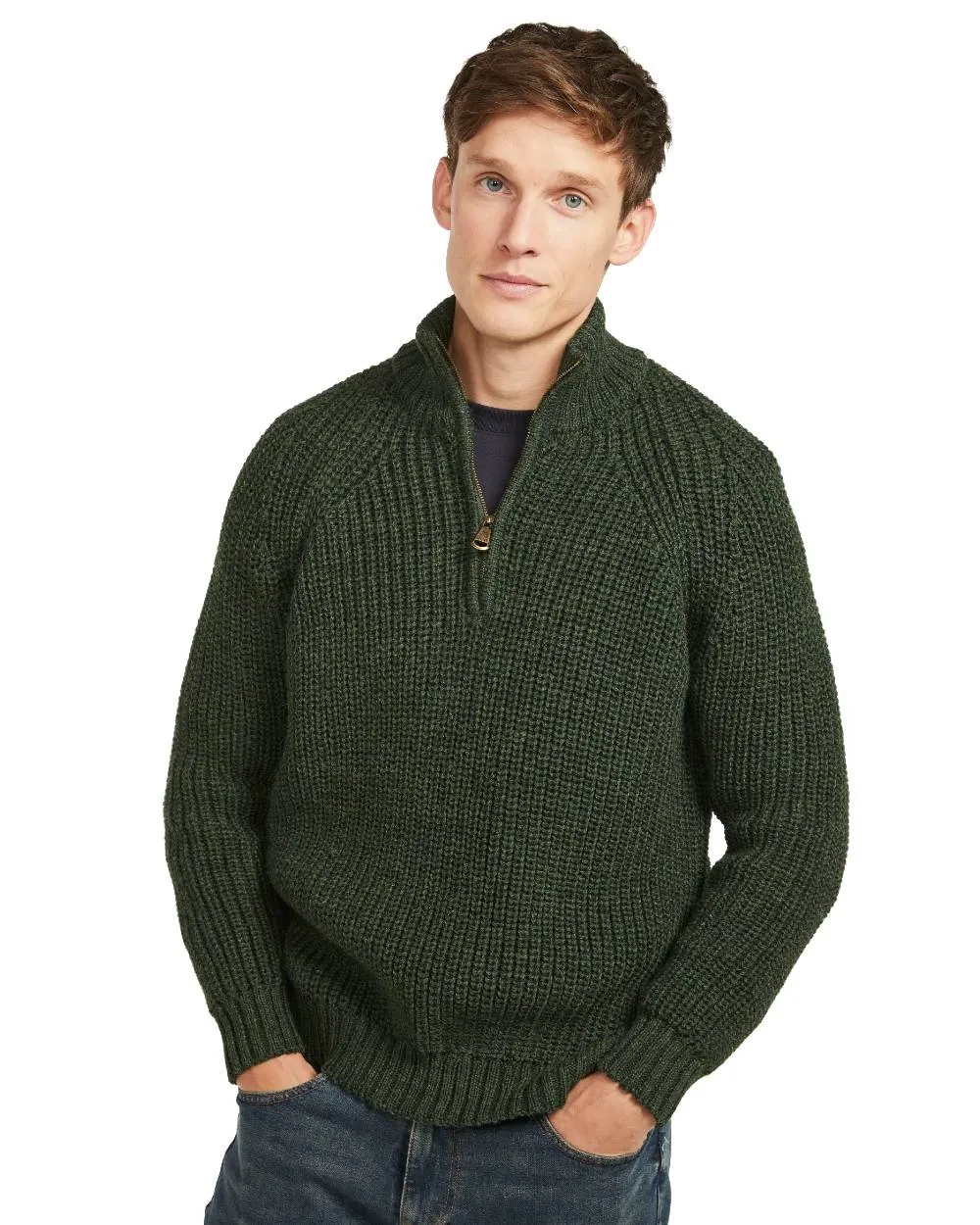 Aran Mens Fisherman Raglan Zip Sweater