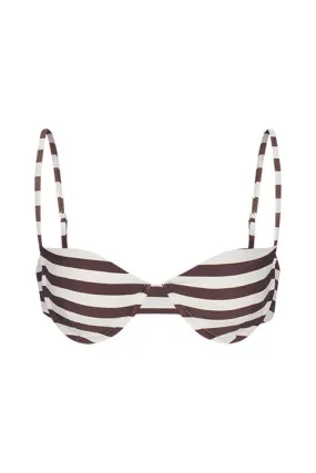 Balconette Underwire Bikini Top in Espresso Even Stripes