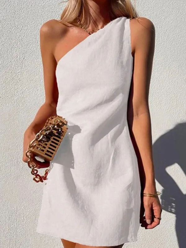 Chic One Shoulder Mini Dress - Casual & Trendy