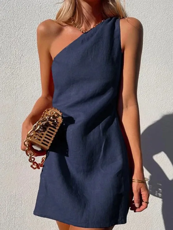 Chic One Shoulder Mini Dress - Casual & Trendy