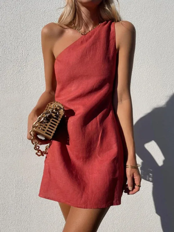 Chic One Shoulder Mini Dress - Casual & Trendy