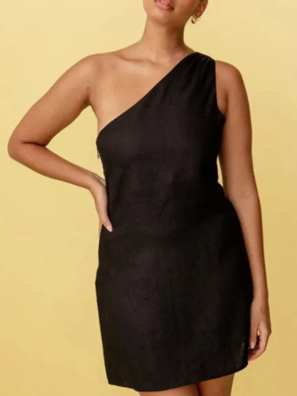 Chic One Shoulder Mini Dress - Casual & Trendy
