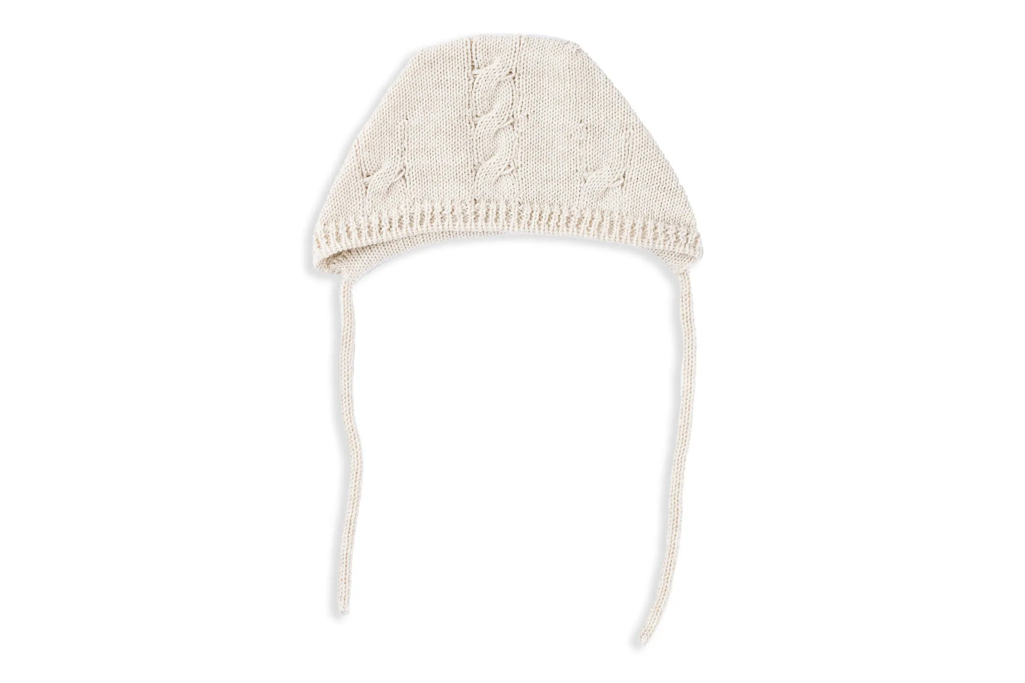 Cozy Sand Bonnet with Cableknit Detail