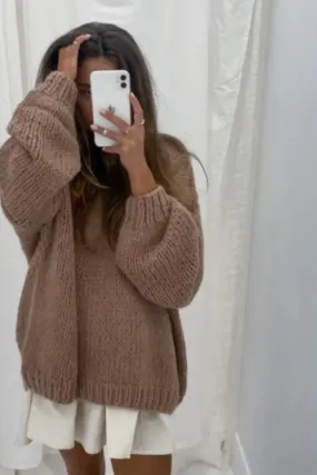 DESIREE OVERSIZE MERINO WOOL JUMPER - COFFEE