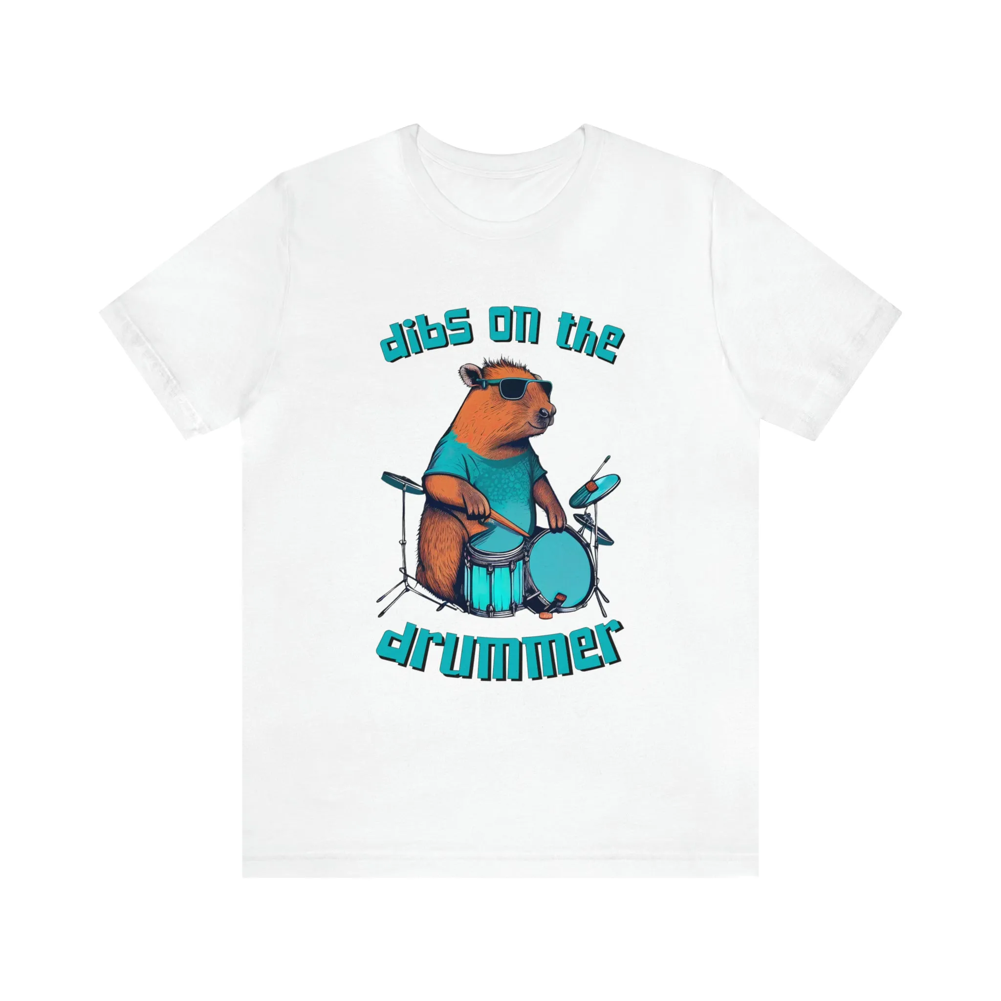 Dibs On The Drummer Capybara Shirt | Capybara Lover Gift For Her | Drummer Gift | Unisex Jersey T-shirt