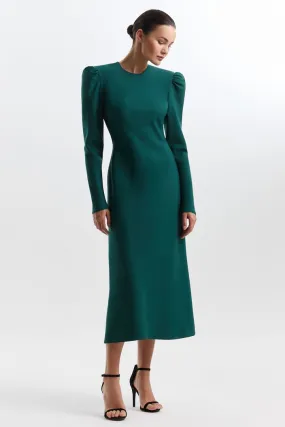 Estella Elegant High Neck Long Sleeves Green Evening Dress