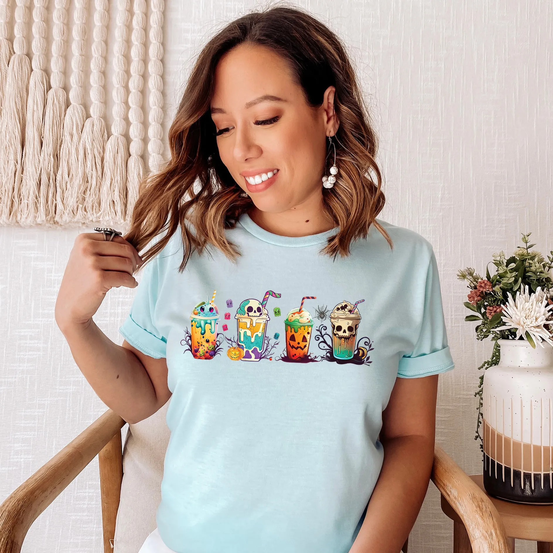 Fall Boba Tea Shirt | Halloween Bubble Tea Shirt | Spooky Halloween Shirt | Bubble Tea Gift For Her | Unisex Jersey T-shirt