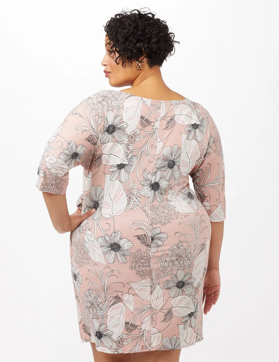 Faux Wrap Tie Waist Floral Dress