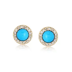 Feminine Turquoise Diamond Stud Earrings