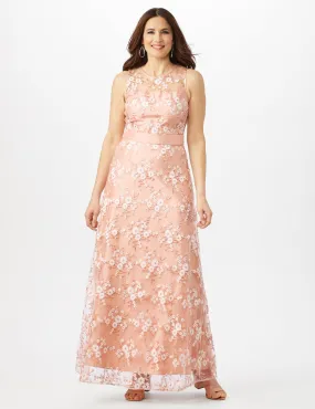 Floral Embroidered A-Line Gown