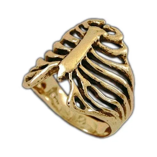 Gold Anatomical Rib Cage Ring