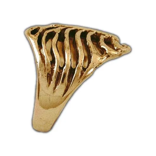 Gold Anatomical Rib Cage Ring