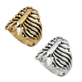 Gold Anatomical Rib Cage Ring