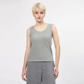 Grey Shimmer Without Sleeves Lycra Top