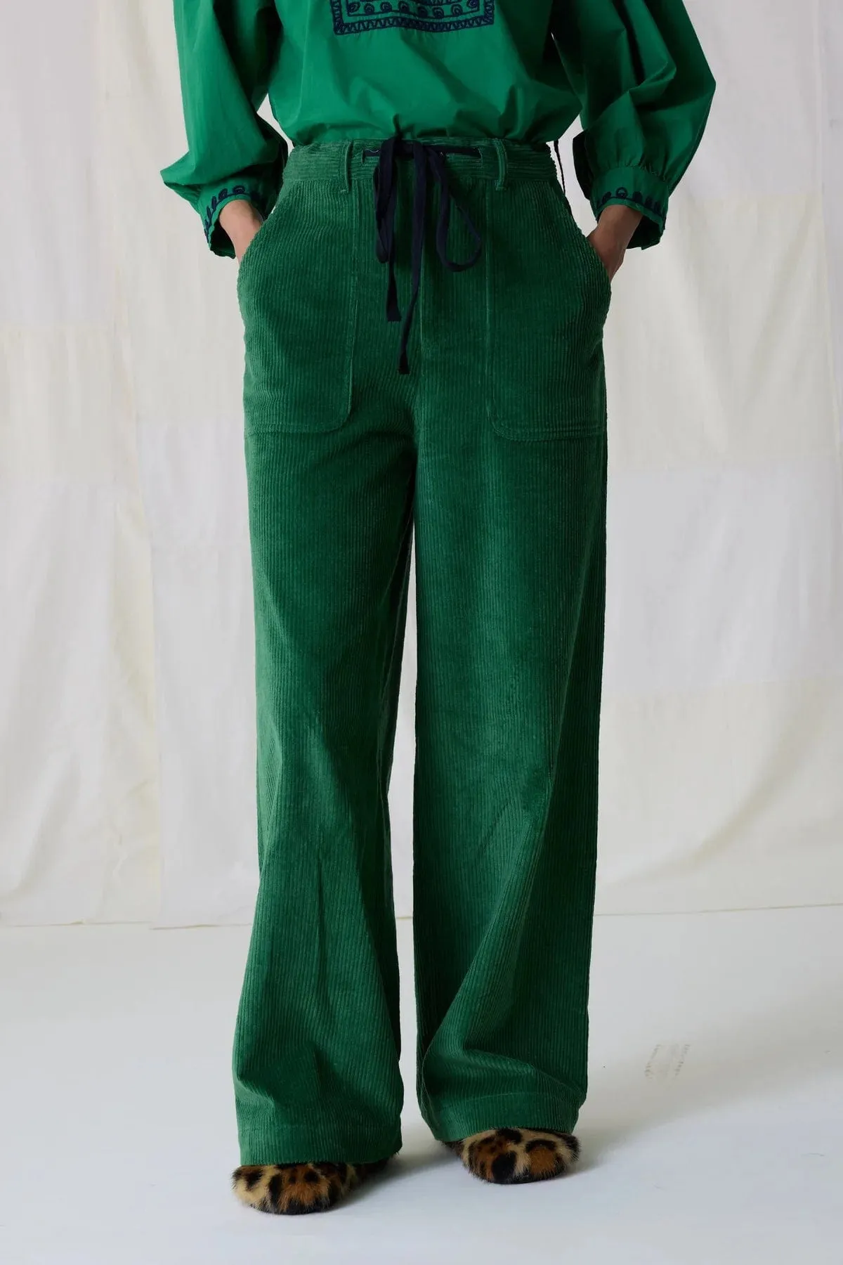 Leon & Harper Philou Cord Pants Green