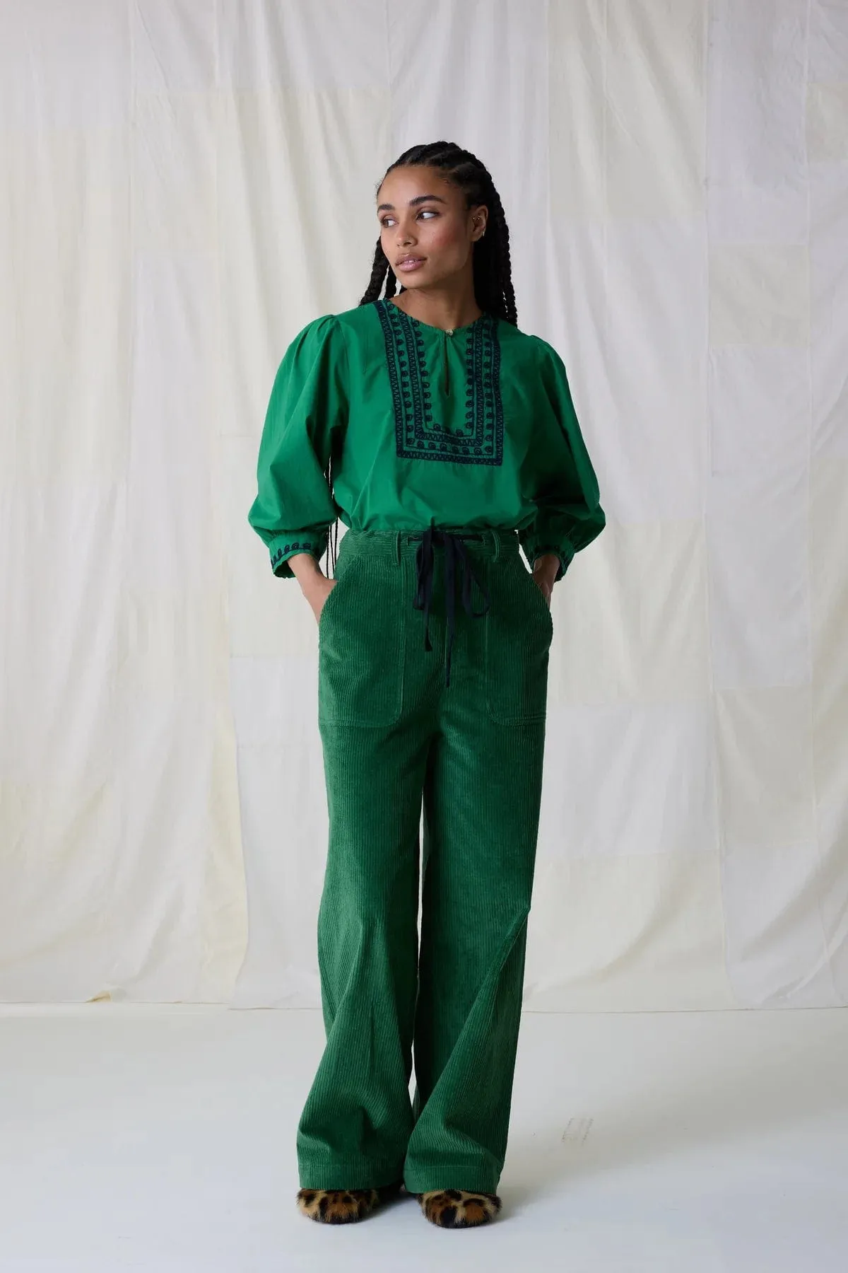 Leon & Harper Philou Cord Pants Green