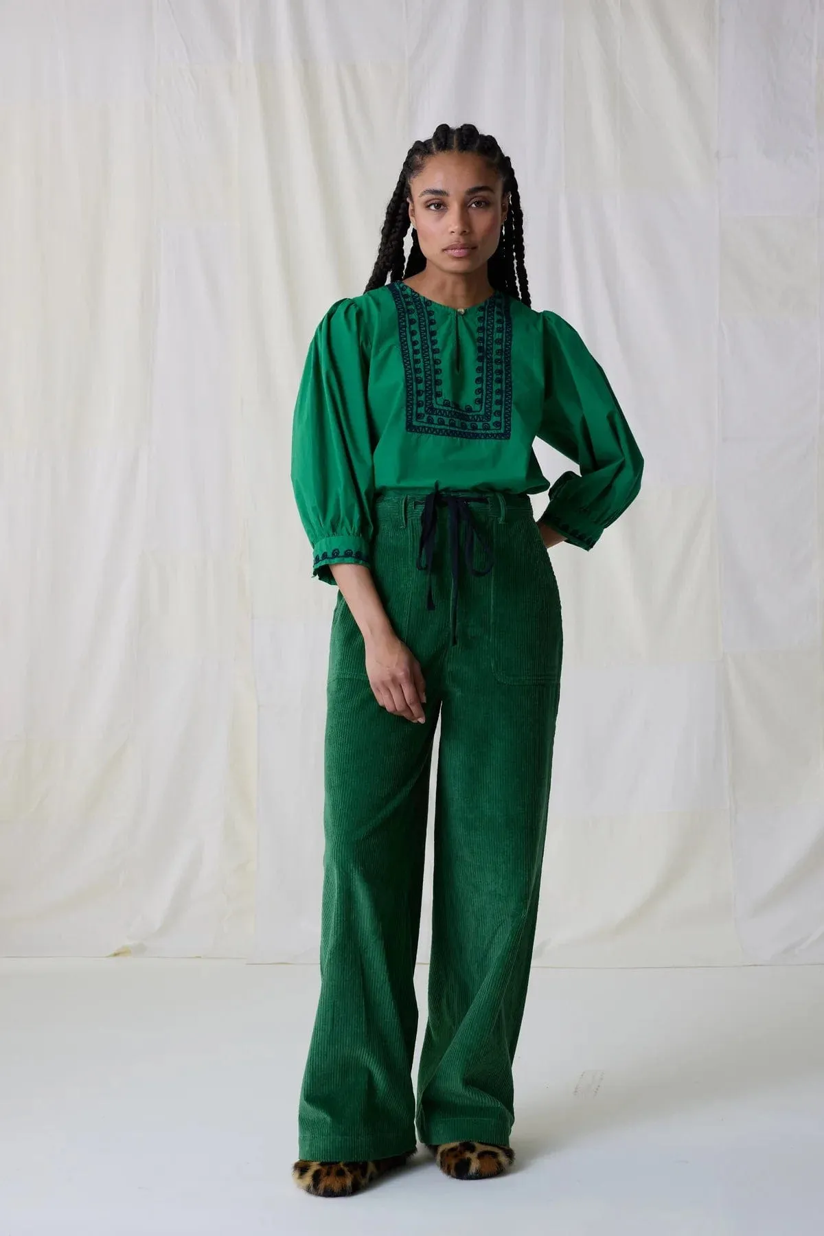 Leon & Harper Philou Cord Pants Green