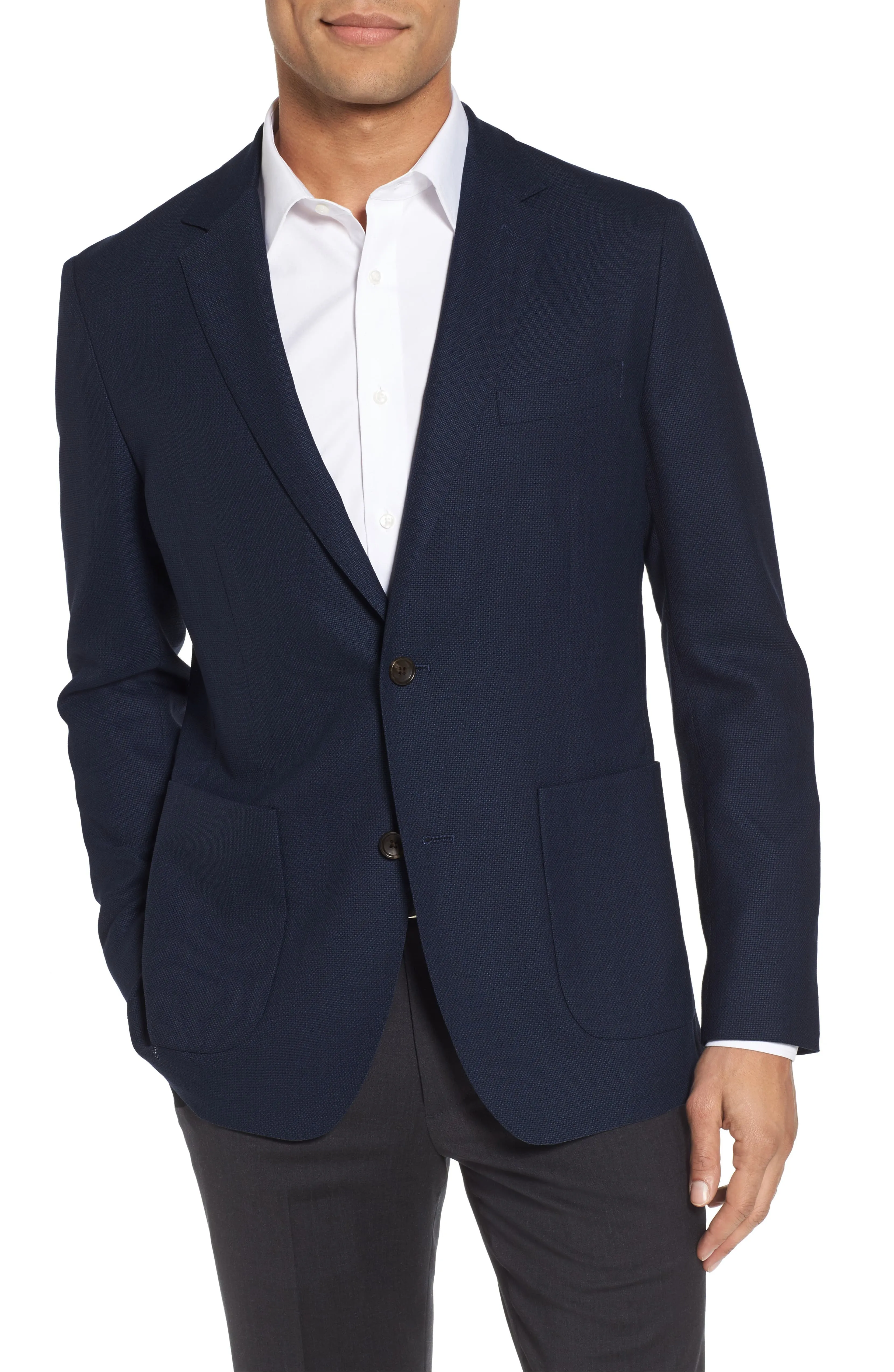 Navy Barton Slim Fit Unconstructed Wool Blazer - Jack Victor