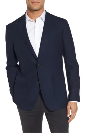 Navy Barton Slim Fit Unconstructed Wool Blazer - Jack Victor