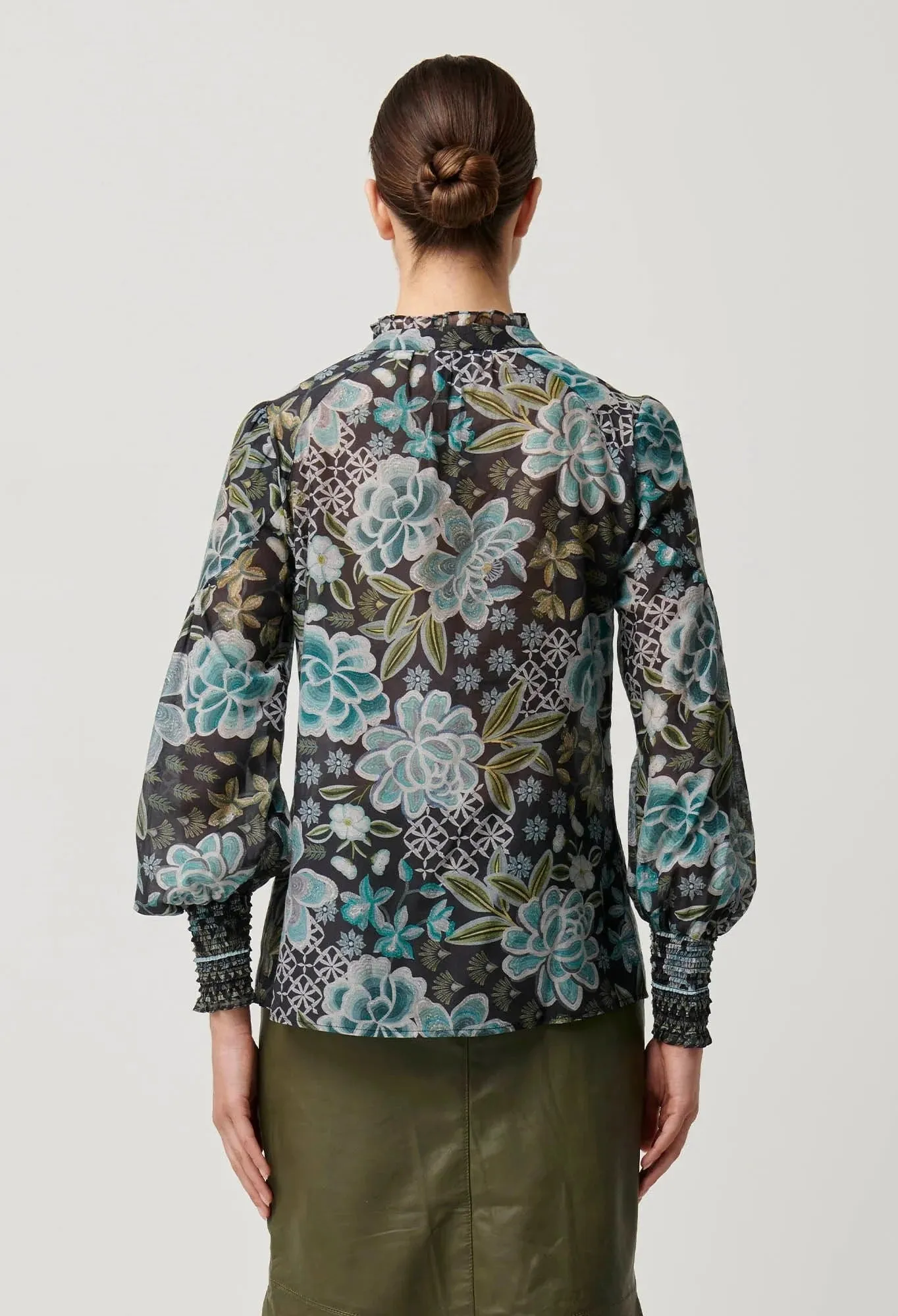Once Was Knox Cotton Silk Shirt in Dahlia Fields
