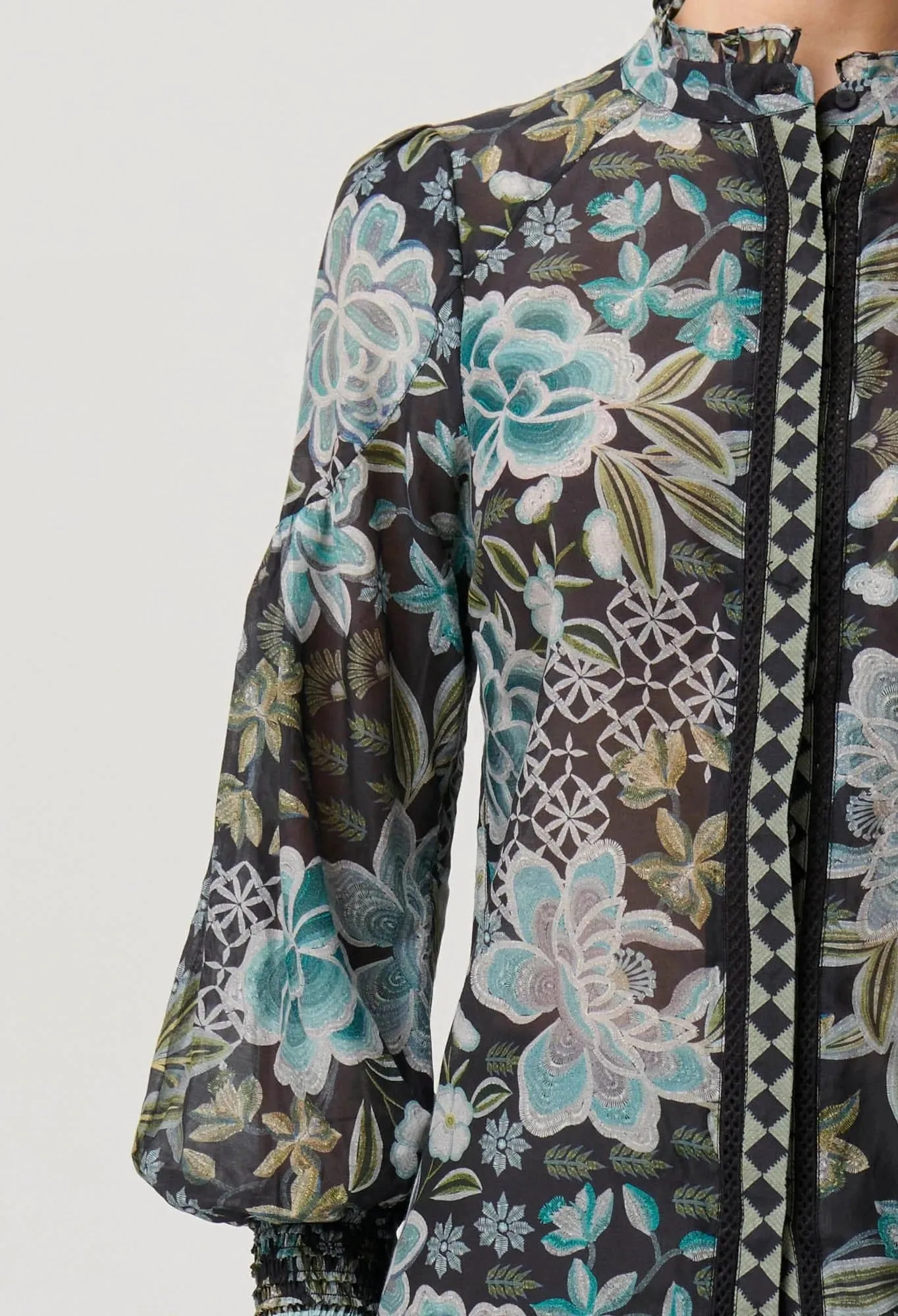 Once Was Knox Cotton Silk Shirt in Dahlia Fields