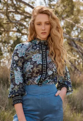 Once Was Knox Cotton Silk Shirt in Dahlia Fields