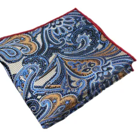 Persian Blue / Daric Gold Paisley Pocket Square - [2017 Spring]