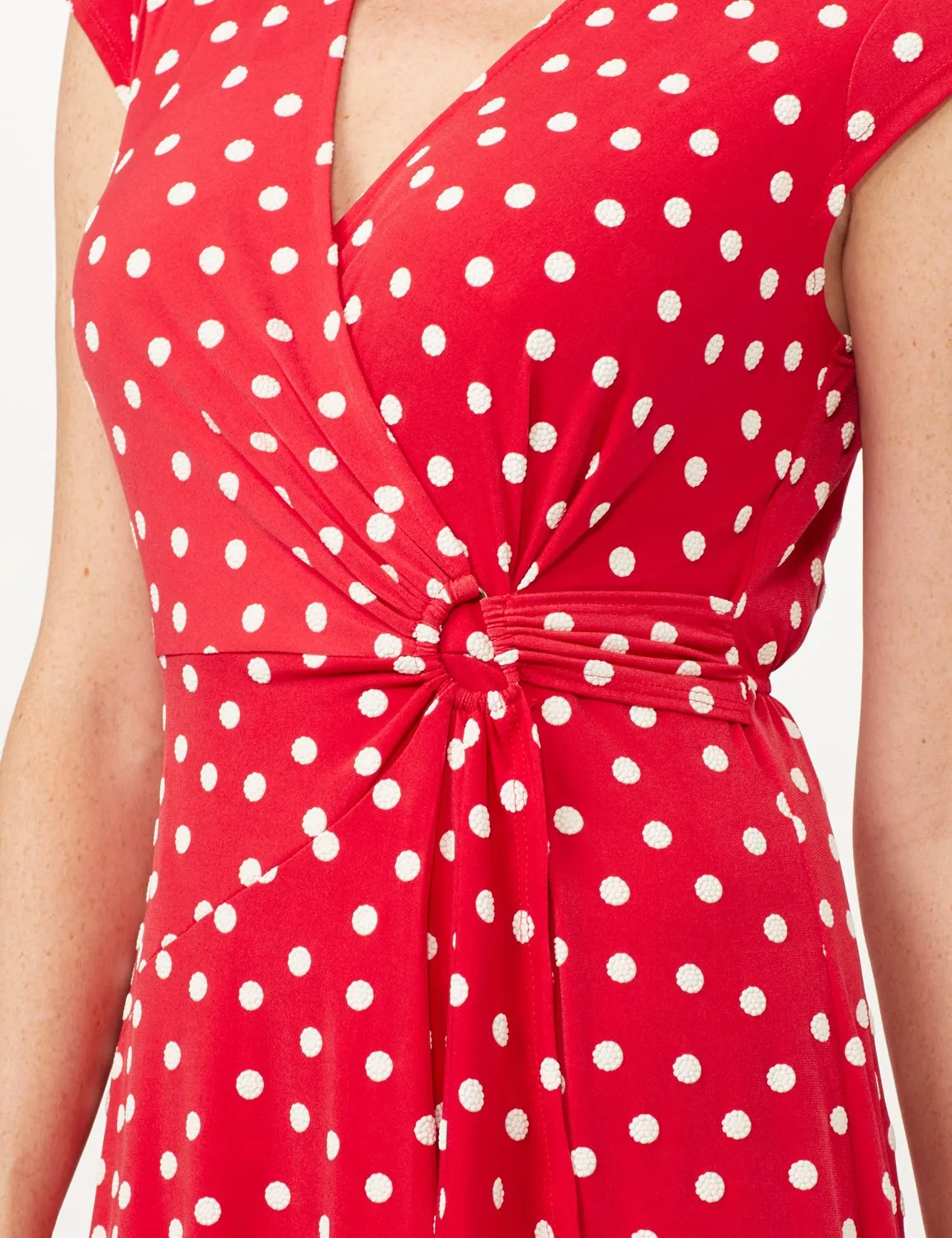 Puff Dot Faux Wrap Dress