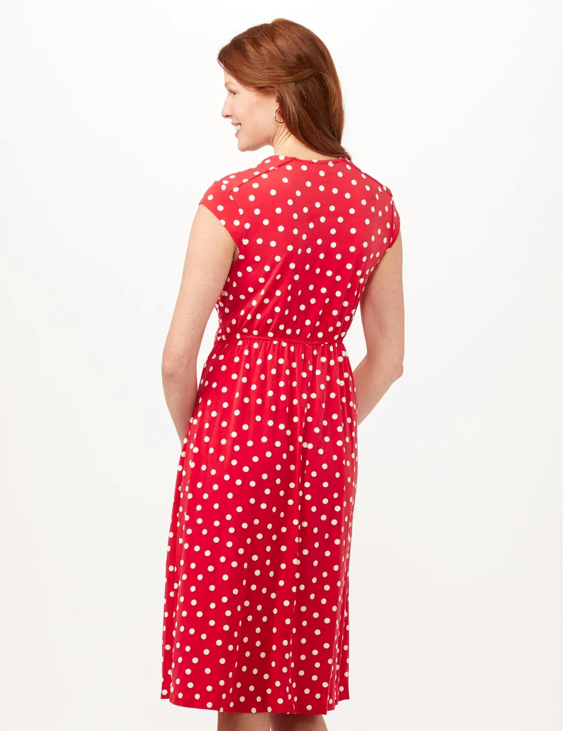 Puff Dot Faux Wrap Dress