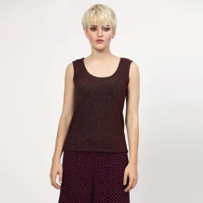 Purple Shimmer Without Sleeves Lycra Top