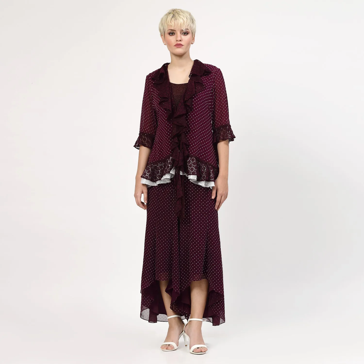 Purple Shimmer Without Sleeves Lycra Top