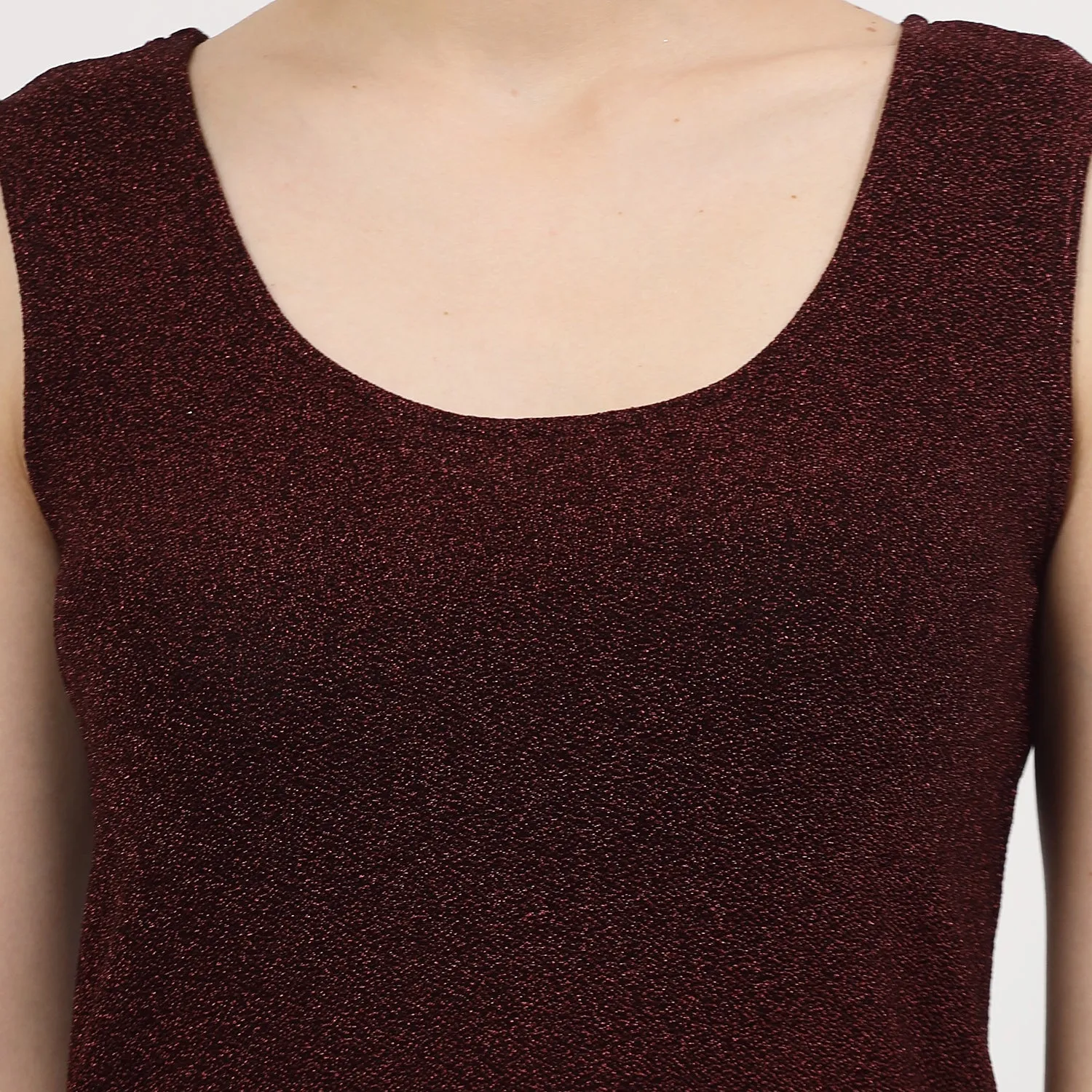 Purple Shimmer Without Sleeves Lycra Top