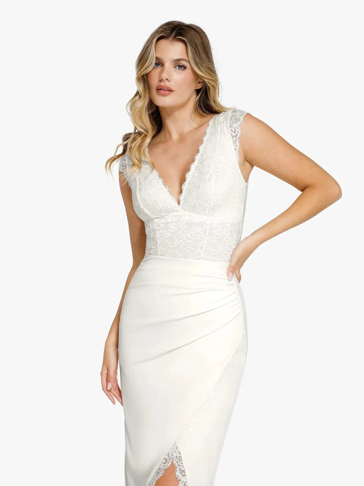Shapewear Sculpting Lace Bodysuit or Slimming Midi Skirt