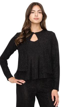 SHIMMER TOP BUTTON LONG SLEEVE CARDIGAN
