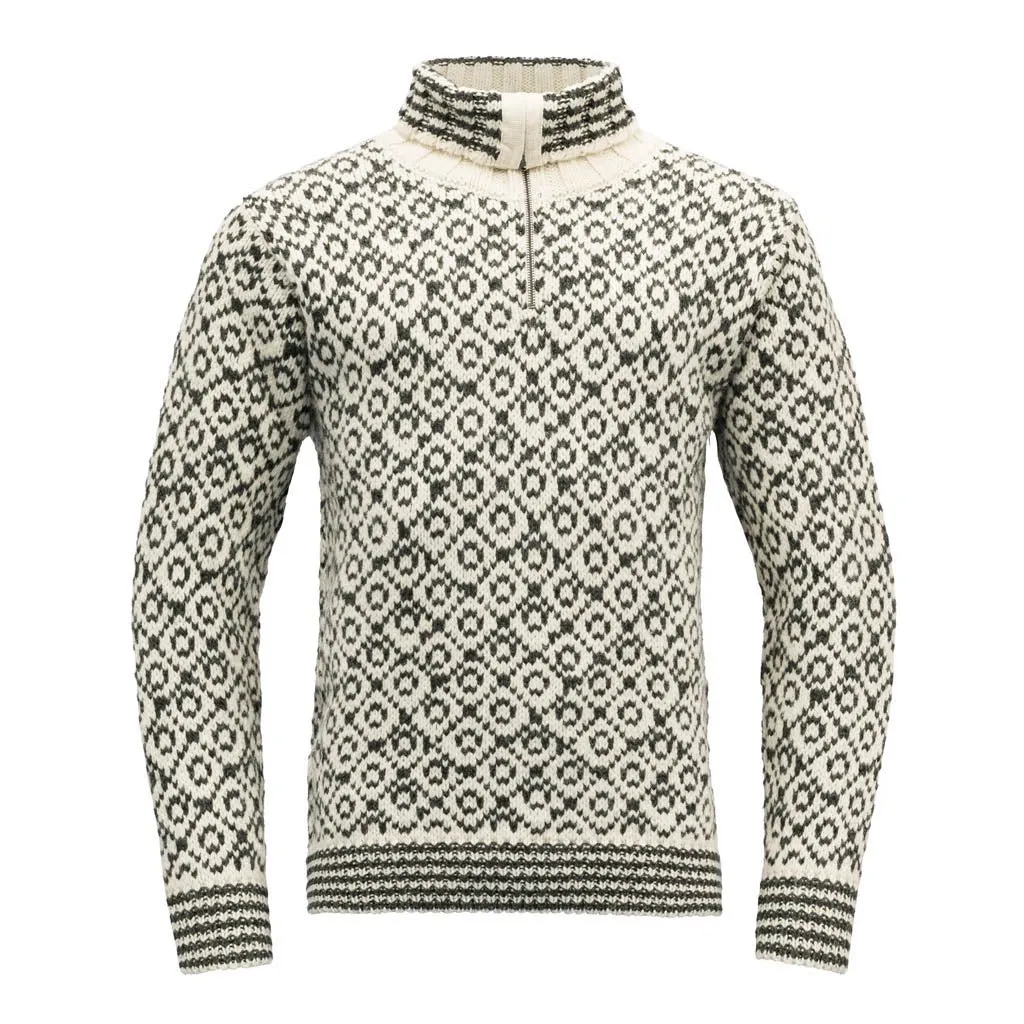 SVALBARD SWEATER ZIP-NECK OFFWHITE/ANTHRACITE