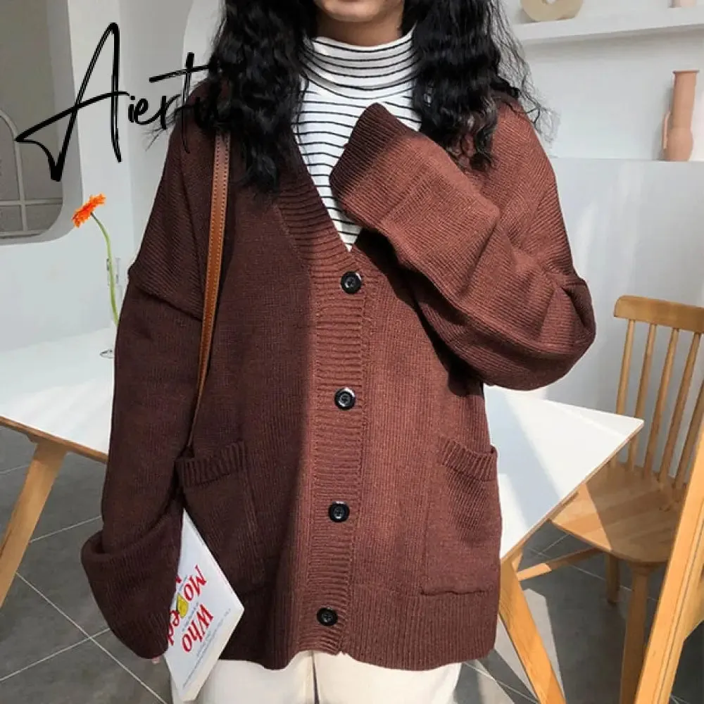 Sweaters Women Cardigan V-Neck Long Sleeve Fashion Loose Breathable Casual Knitting Female 7 Colors Autumn Comfortable Elegant