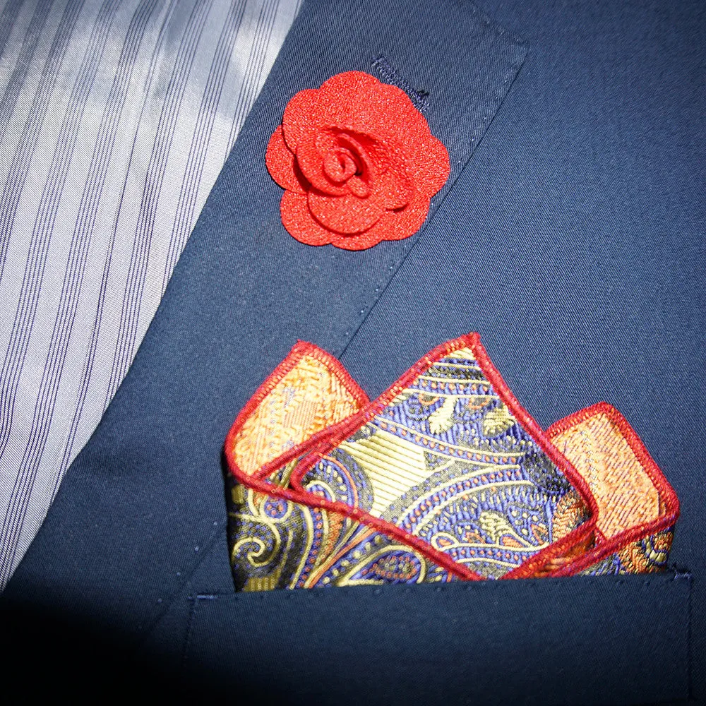 Zaffre Blue / Juniper Green Paisley Pocket Square - [2017 Spring]